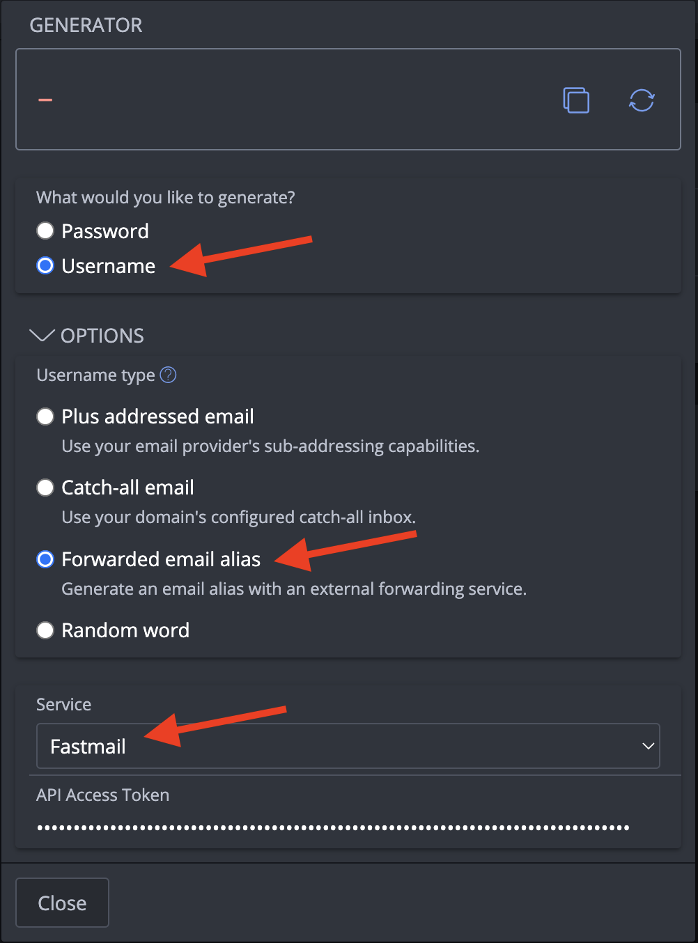 Fill in Fastmail API Token