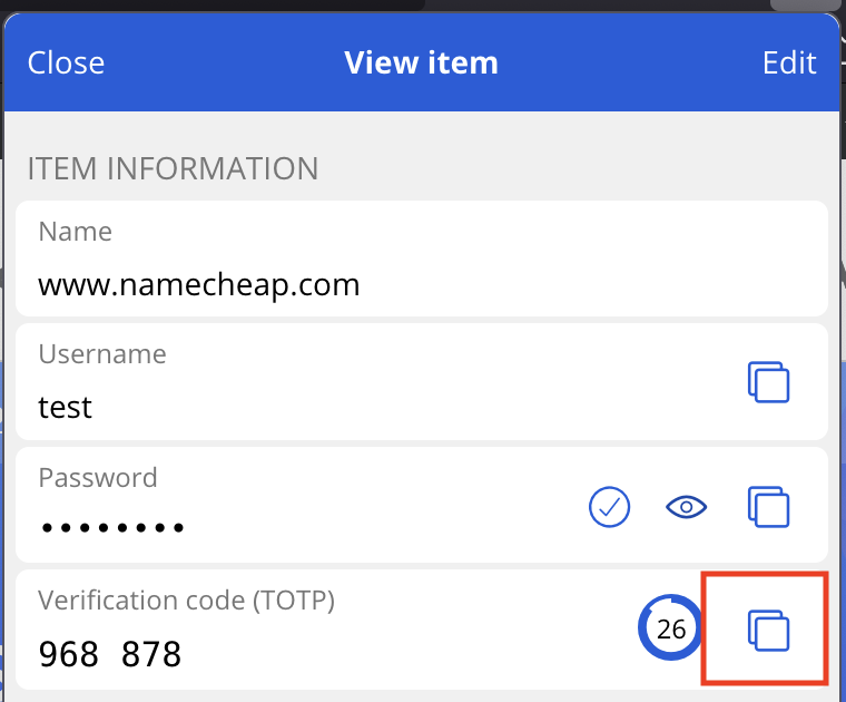 Bitwarden TOTP copy icon