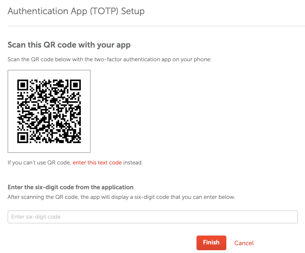 Example TOTP setup page