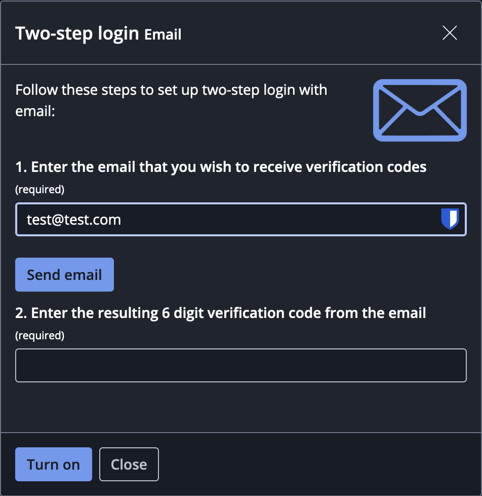 Two-step email setup